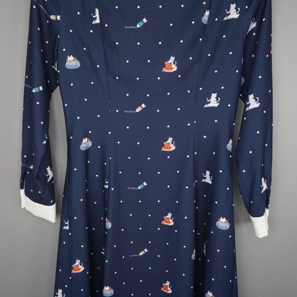 Miss Patina Kiterture Books Cat Kitten Dress in Navy size Small Excellent Condit - Picture 12 of 15